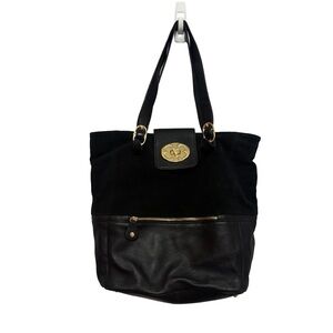 Emma Fox Black and Gold Tote Bag Leather and Suede
